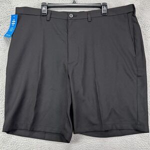 Haggar Cool 18 Pro Mens Chino Golf Shorts 42 Black Performance Stretch‎ Tech NEW